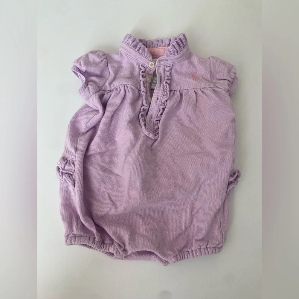 Ralph Lauren Purple Bubble Onesie with Ruffle Details 6M